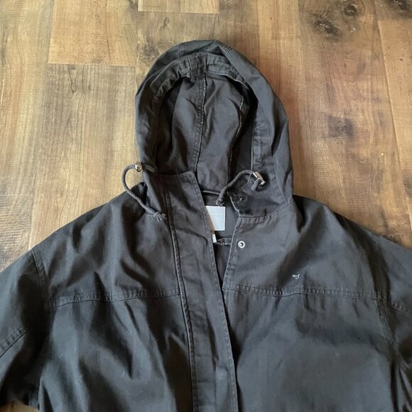 ASOS Charcoal Gray Hooded Utility Parka Jacket Women’s Size 6 Drawstring Waist - Picture 2 of 7